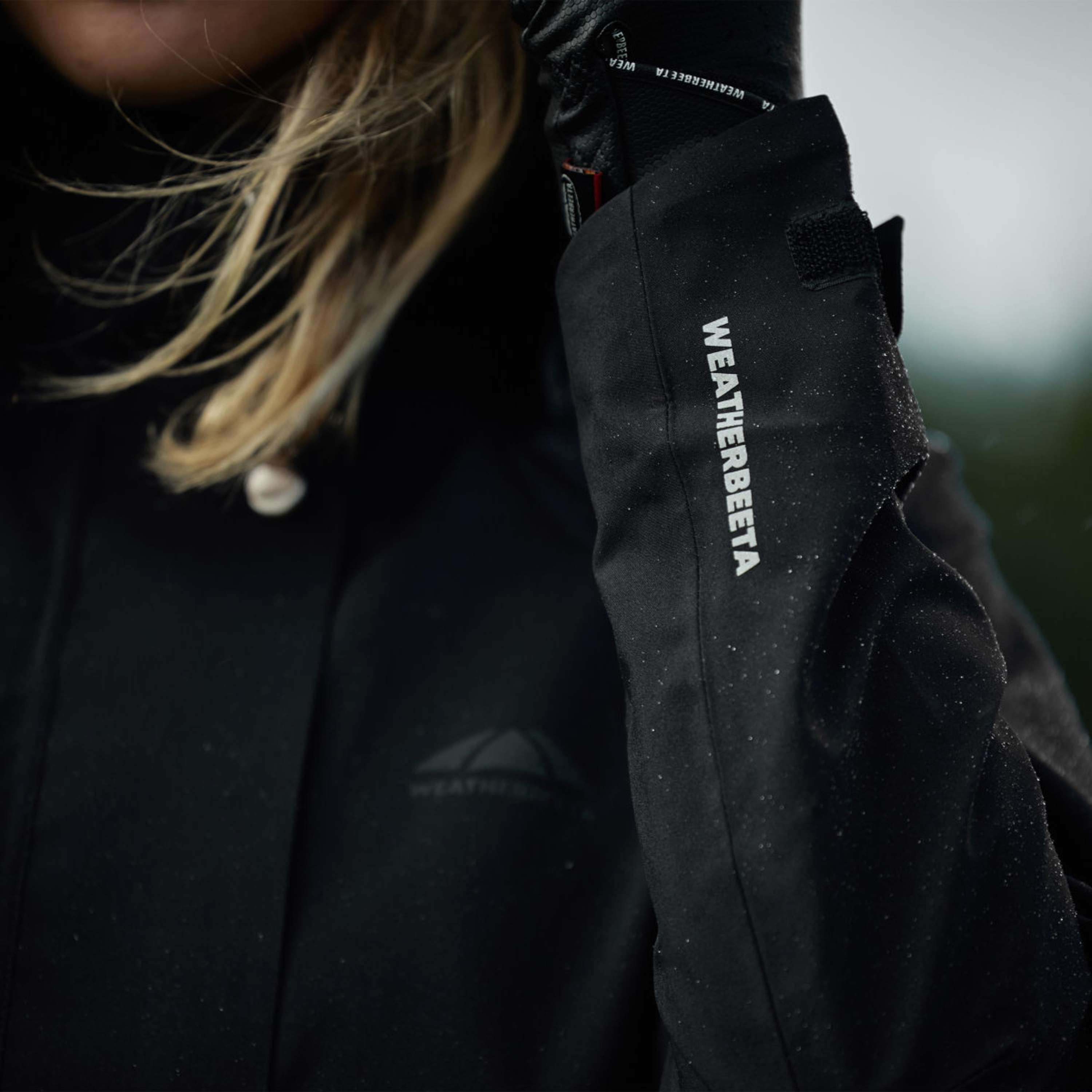 WeatherBeeta Abrigo Largo Windbreaker Reflective Longline Negro
