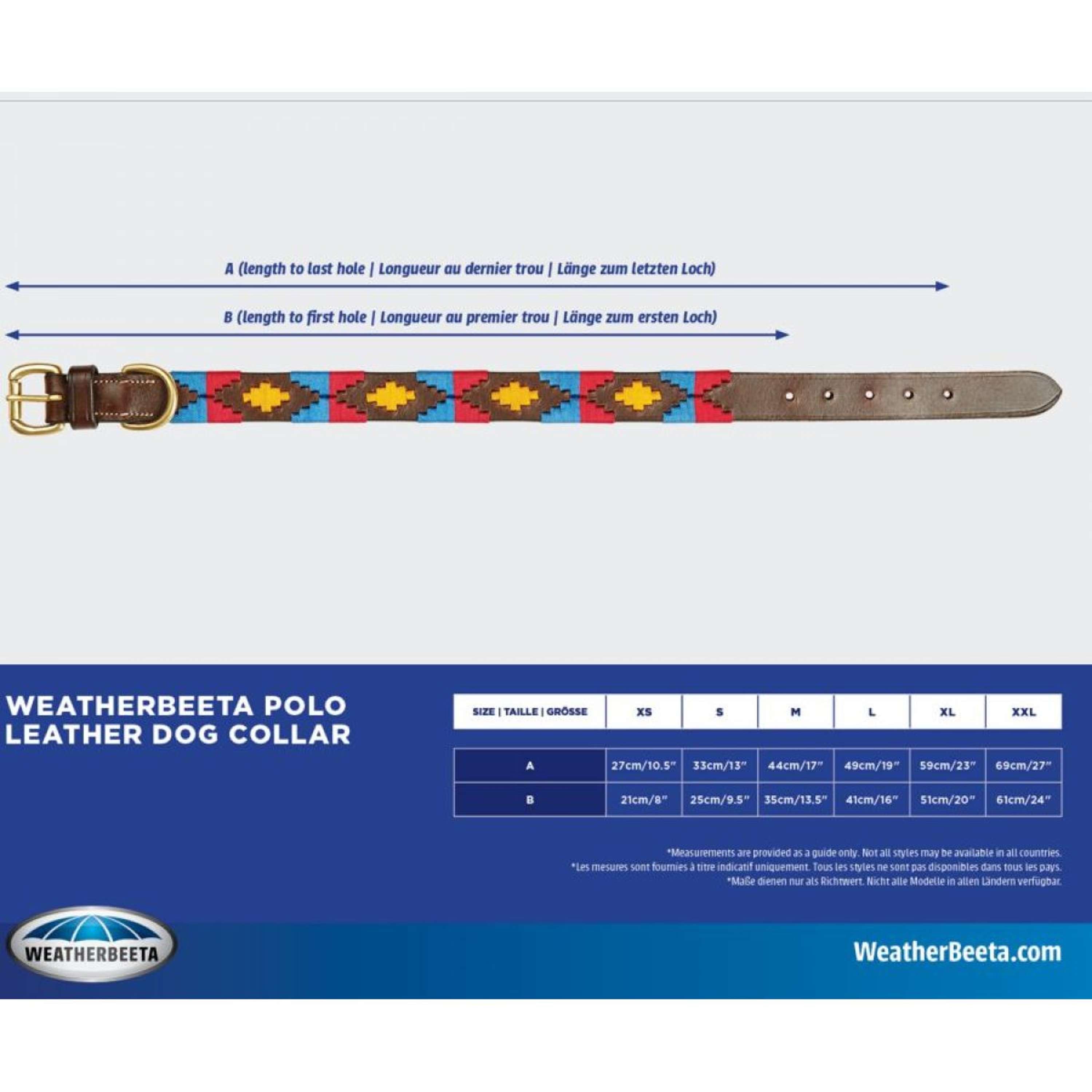 WeatherBeeta Dog Collar Polo Leather Cowdray Marron/Azul/Azul