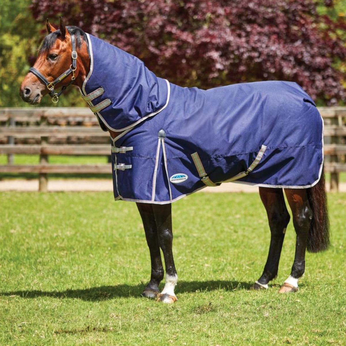 Weatherbeeta Manta Impermeable Comfitec Essential Detach-A-Neck Lite Plus 1200D 50g Navy/Silver/Red