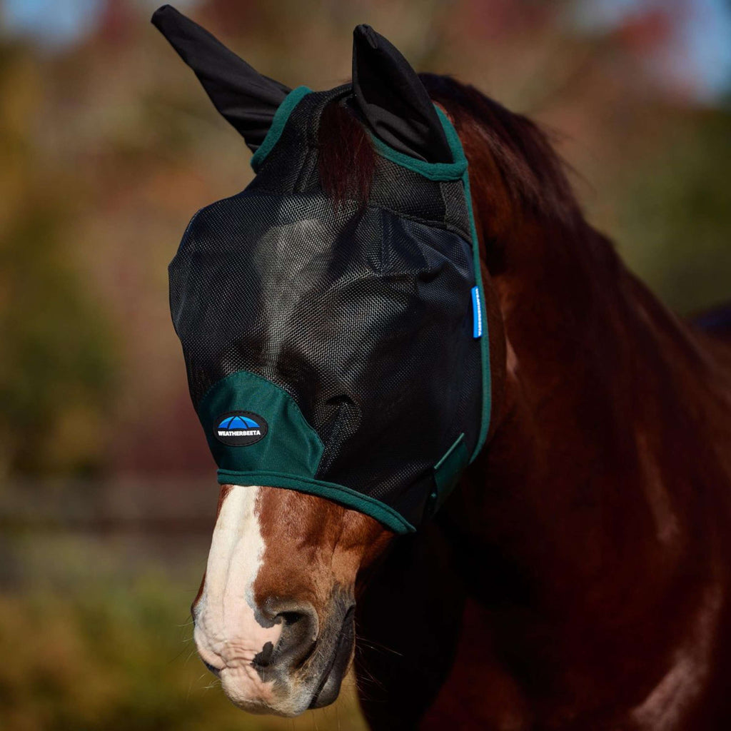 WeatherBeeta Máscara para Moscas ComFiTec Durable con Orejas Black/Forest Green