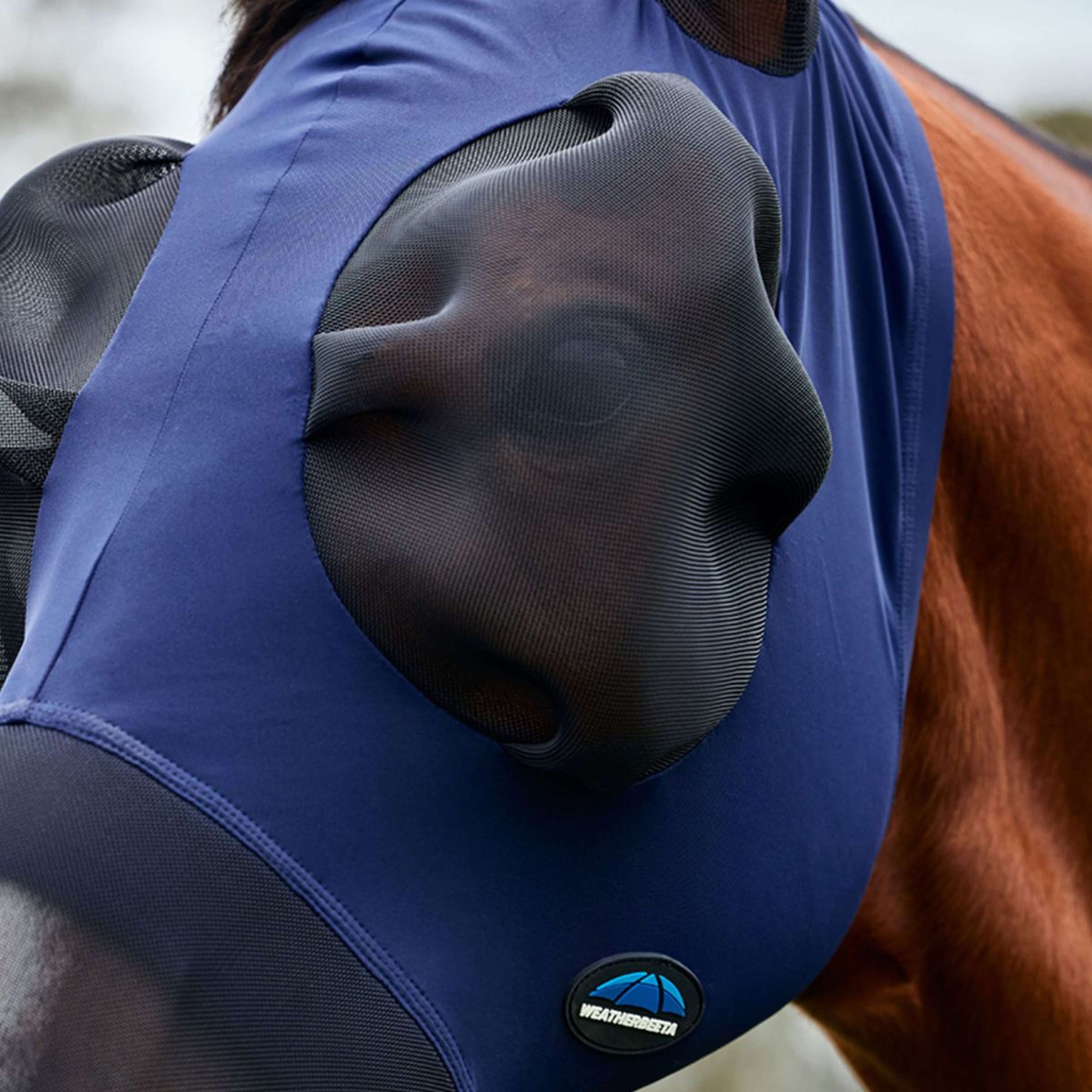 WeatherBeeta Máscara para Moscas ComFiTec Luxe Stretch con Orejas y Nariz Azul marino/Negro WeatherBeeta Máscara para Moscas ComFiTec Luxe Stretch con Orejas y Nariz Azul marino/Negro