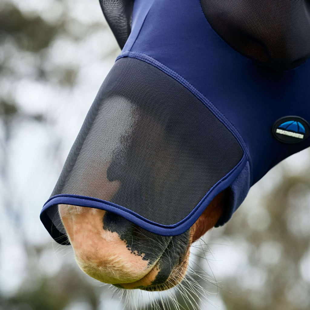 WeatherBeeta Máscara para Moscas ComFiTec Luxe Stretch con Orejas y Nariz Azul marino/Negro