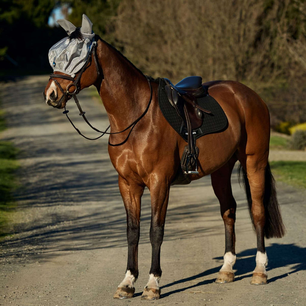 WeatherBeeta Máscara para Moscas ComFiTec Hexi Ride On Fly con Orejas Plata