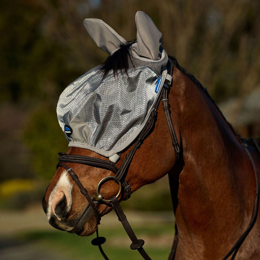 WeatherBeeta Máscara para Moscas ComFiTec Hexi Ride On Fly con Orejas Plata