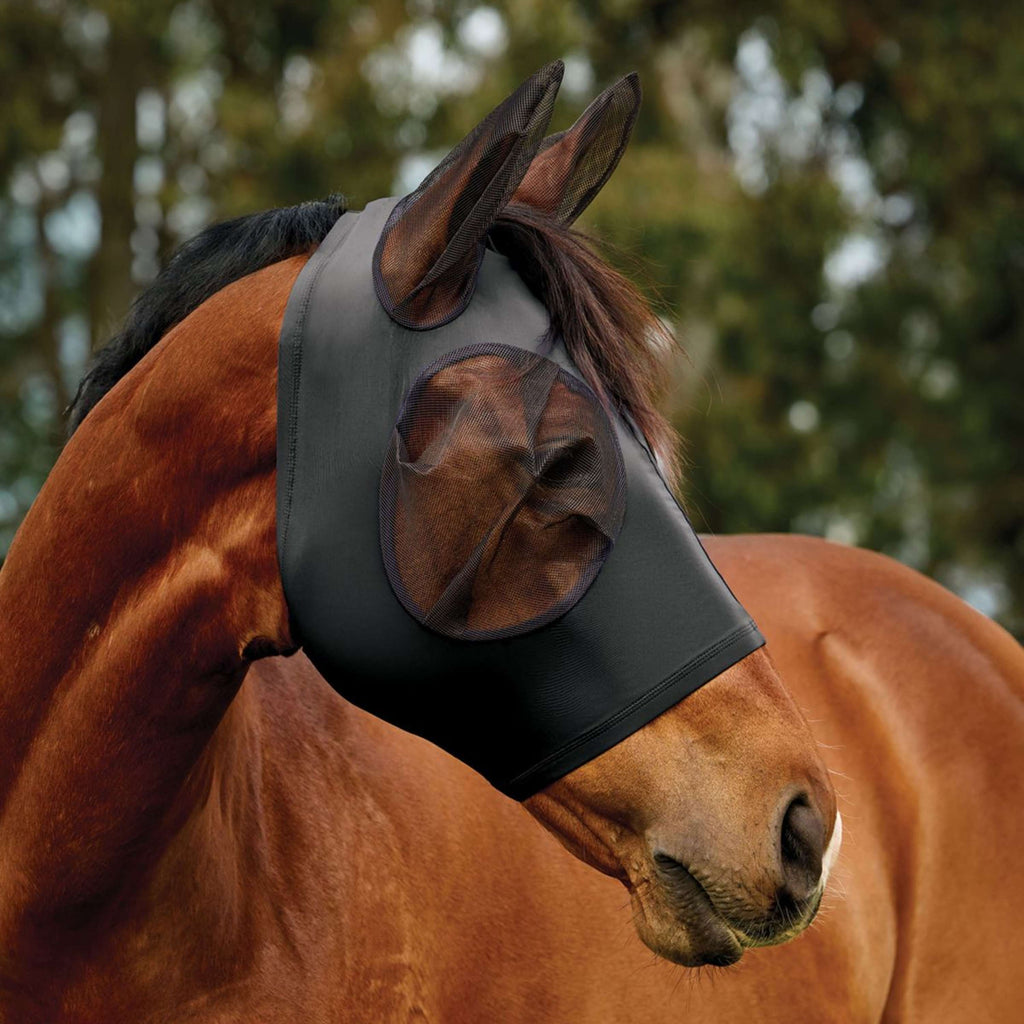 WeatherBeeta Máscara para Moscas ComFiTec Deluxe Stretch con Orejas Negro/Negro
