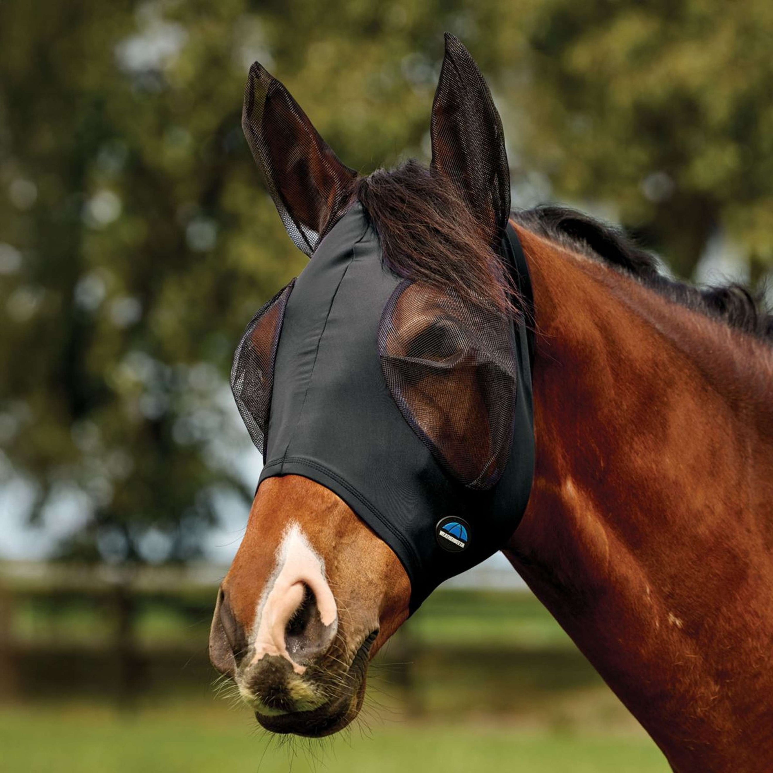 WeatherBeeta Máscara para Moscas ComFiTec Deluxe Stretch con Orejas Negro/Negro