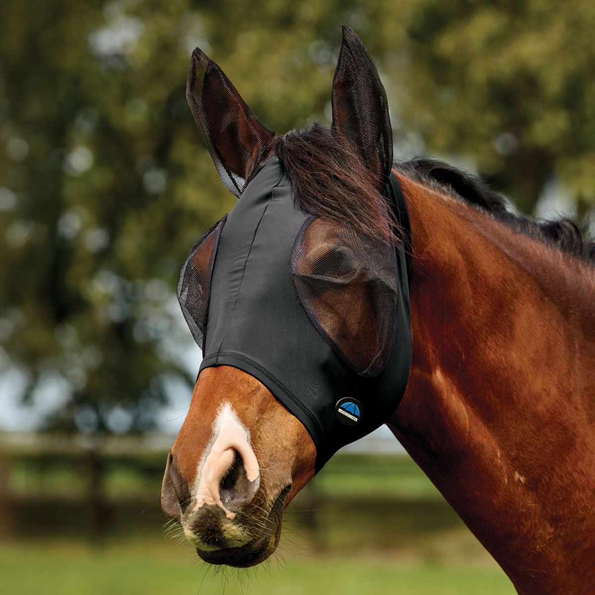 WeatherBeeta Máscara para Moscas ComFiTec Deluxe Stretch con Orejas Negro/Negro