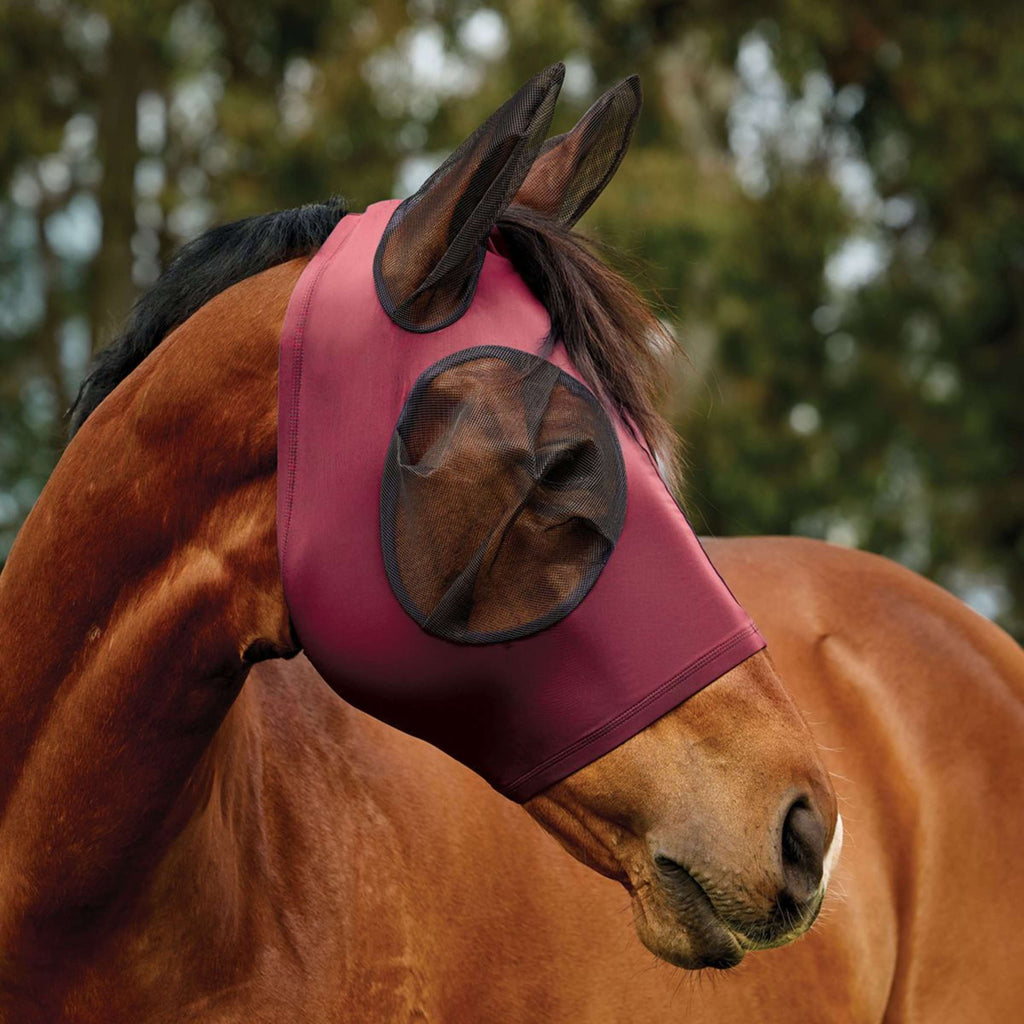 WeatherBeeta Máscara para Moscas ComFiTec Deluxe Stretch con Orejas Burdeos/Negro