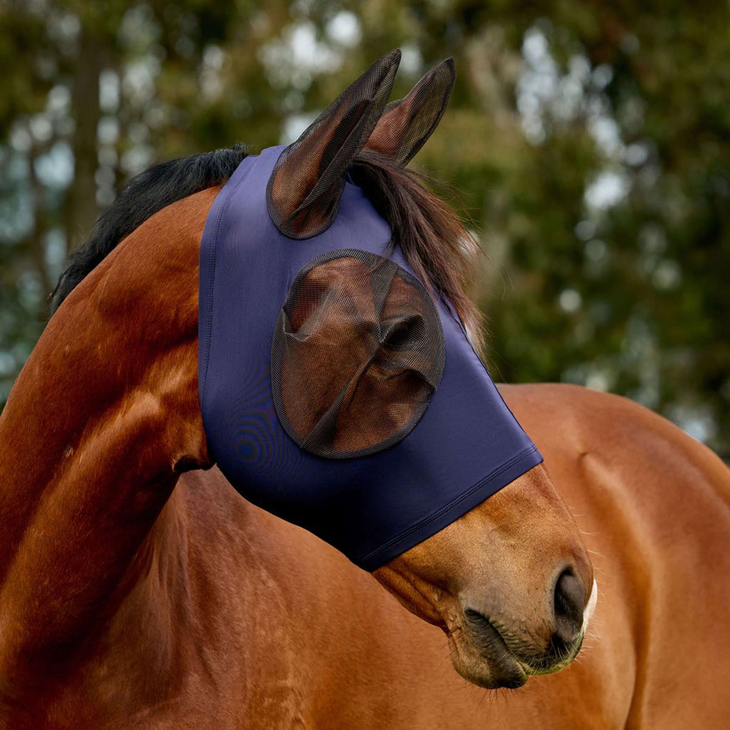 WeatherBeeta Máscara para Moscas ComFiTec Deluxe Stretch con Orejas Azul marino/Negro
