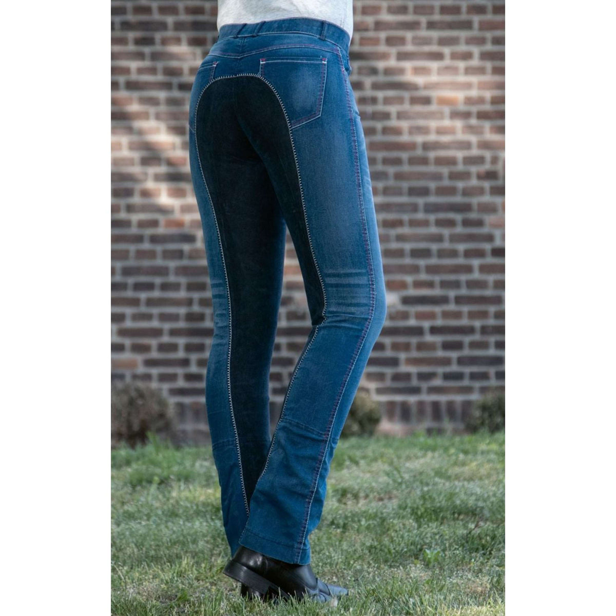 HKM Pantalón de Equitación Summer Denim Azul jeans/Azul oscuro